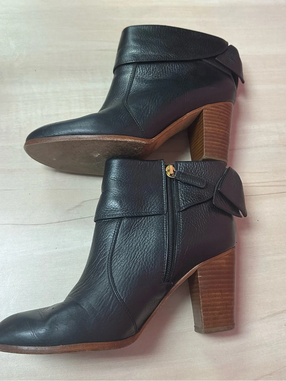 Kate Spade Black Leather Ankle Booties with Bows